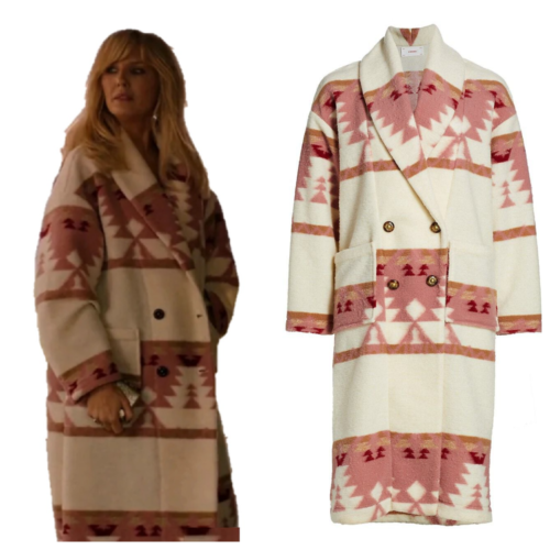 KELLY REILLY BETH DAMEN-LANGER MANTEL PINK BEDRUCKT DUTTON - Bild 2 von 8