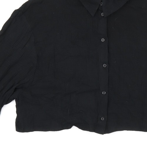 ASOS Womens Black Cotton Blend Cropped Button-Up Size 16 - 第 8/10 張圖片