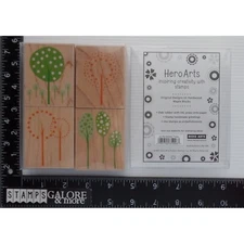 Hero Arts Rubber Stamps LL162 BOX SET 4 DOTTED TREES GARDEN #3196