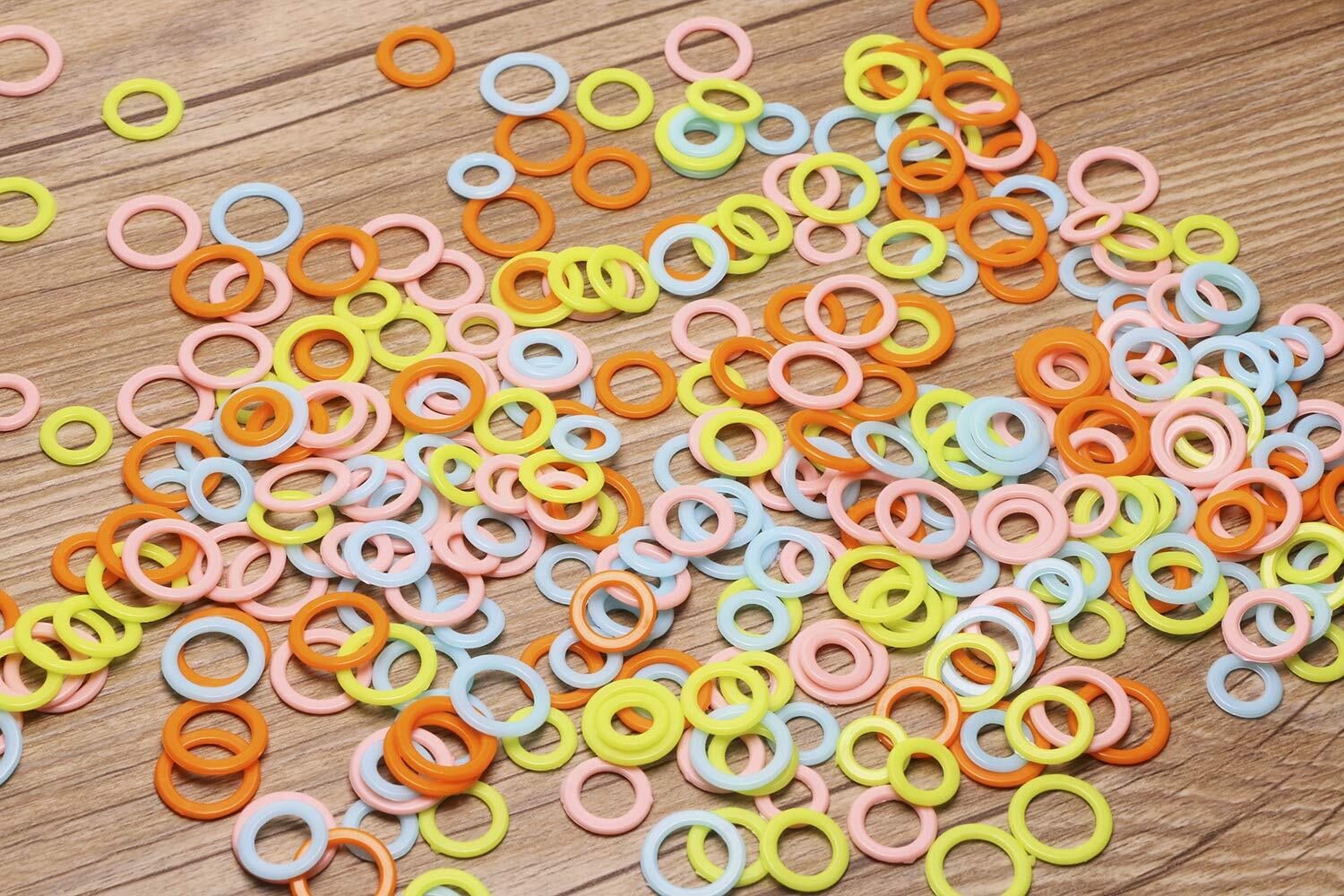 300 Pcs 3 Sizes Knitting Marker Round Rings Colored
