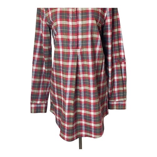 Tyler Boe Shirt Women Small Red Plaid Collared Half Button Pleated Tina Tunic - Picture 5 of 12