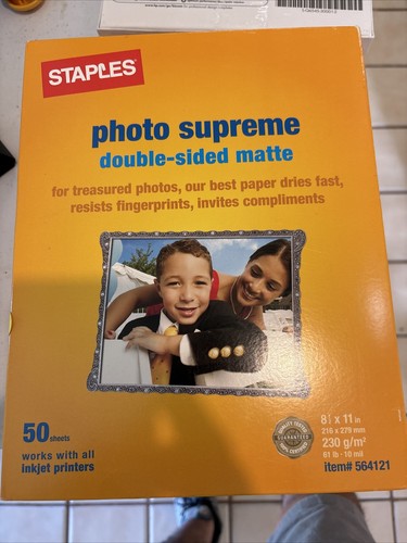 Lot Of 2 Staples Photo Supreme Paper, 8 1/2" x 11", Double Sided Matte, 50/Pack - Picture 2 of 7