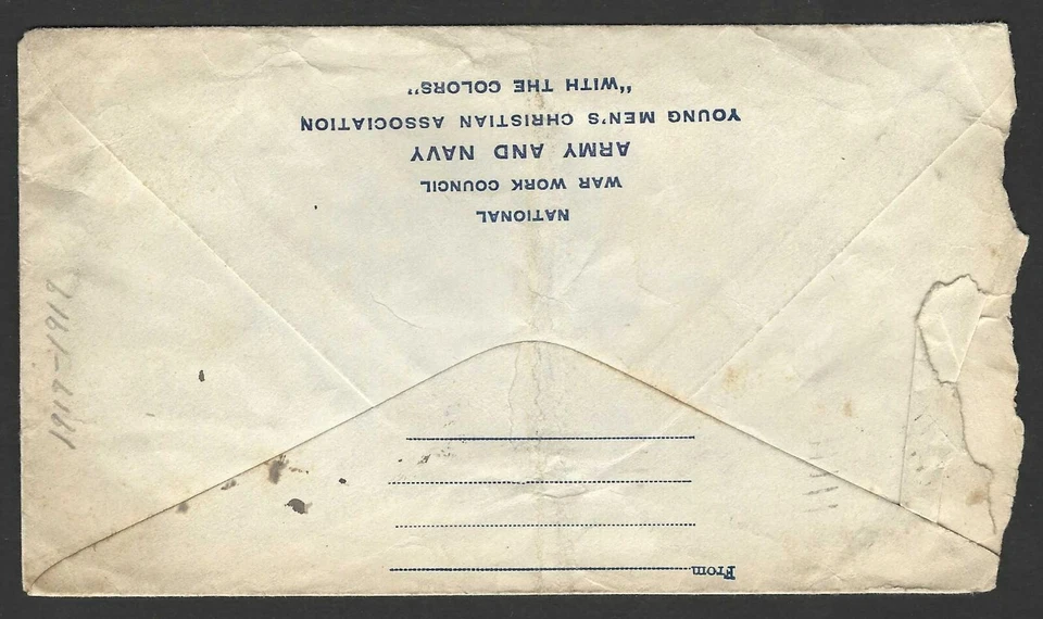 US 1917 WWI OLD GLORY WUTH 48 STARS PATRIOTIC FLAG COVER ALLENTON PA - Image 2 of 2