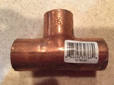 BRAND NEW Copper Tee 111 3/4”. 3/4 Inch CxCxC. Buy Multiples, Save