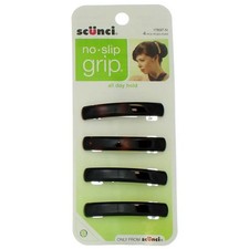4 Pack Scunci No Slip Grip All Day Hold No Slip Grip Hair Barrettes, Tortoise...
