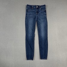 American Eagle Jeans Womens 0 Blue Jegging Stretch Distressed Denim Cotton Blend