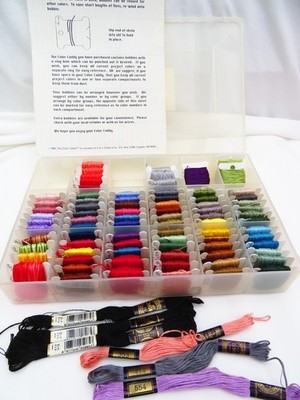 DMC Embroidery Floss Threads in Case 80 Bobbins & 6 Skeins Numerical Order
