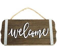 Premium Welcome Sign  Front Door Decor  Outdoor Rustic Hanging  Wood Farmh...