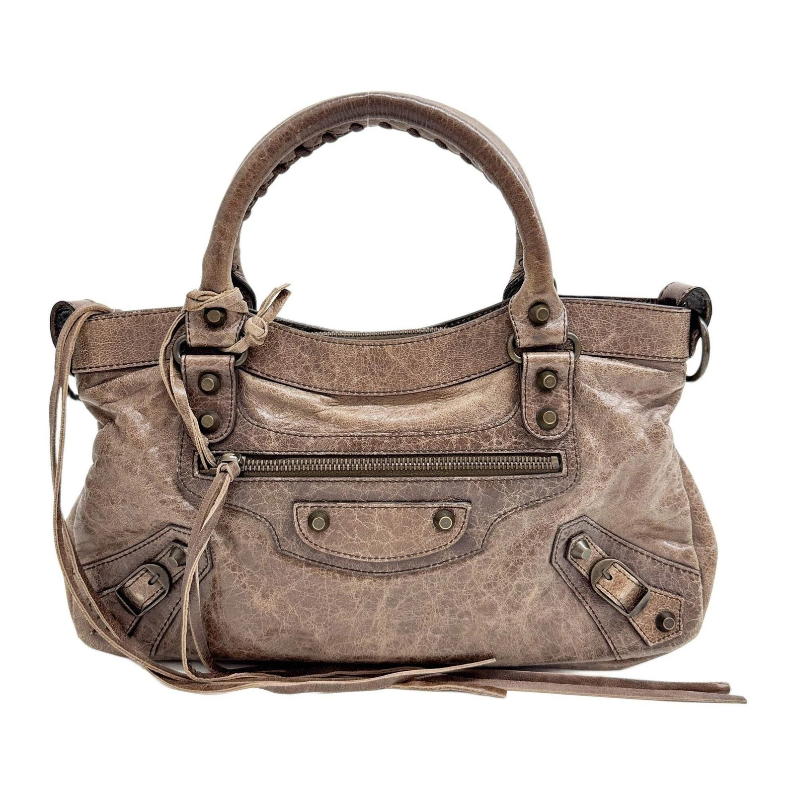 Balenciaga — BALENCIAGA The First Brown Leather Handle Bag