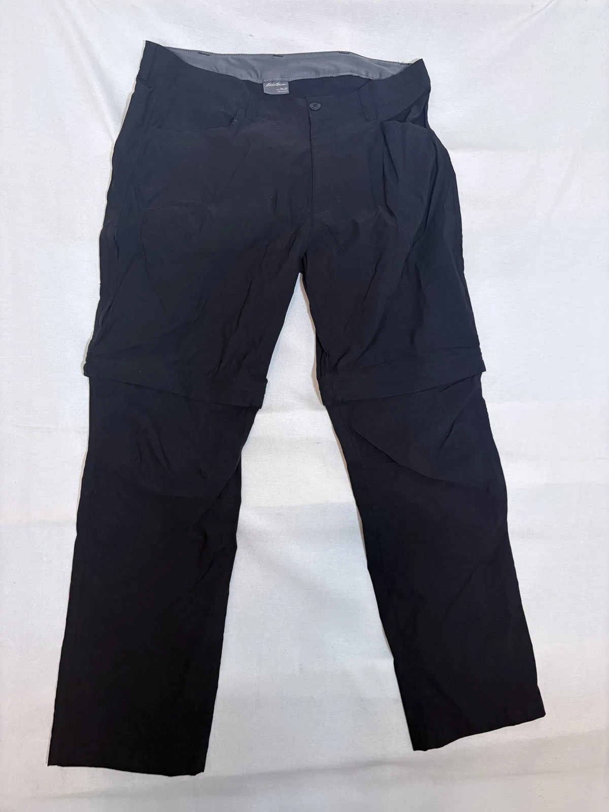 Eddie Bauer Pants Mens 38x32 Black Convertible Zip-Off Quick-Dry Hiking