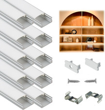 10Pack 6.6FT/2M LED Channel Aluminum U Shape Silver LED Strip Diffuser Channel w