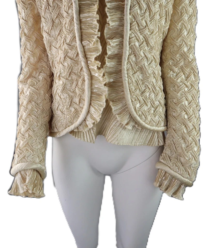 De Colección Años 80 JEANNE MARC EE. UU. Para Mujer’s L 2 piezas Dorado Volantes Plisado Camiseta sin Mangas Conjunto Foto 3 de 4