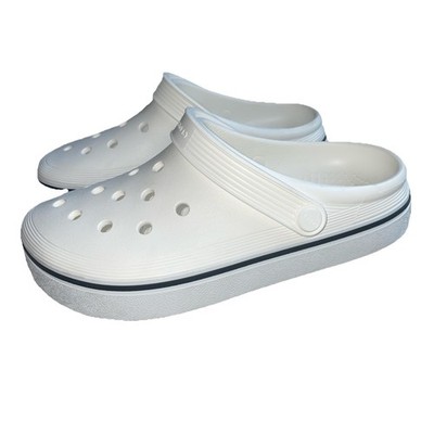 Crocs Off Court Crocband CLEAN Clogs Mens 4 Womens 6 white with black stripe