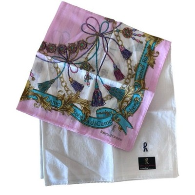 Roberta di Camerino New Set of Two Scarves handkerchief Pink white