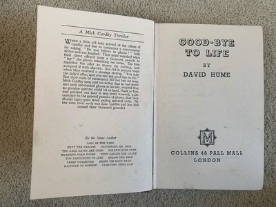 Good-Bye to Life - David Hume HB 1938 SCARCE Vintage Crime Fiction