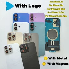 For i Phone 16 Pro Max 16e Back Glass Replacement Rear Cover With Metal+ Magnet