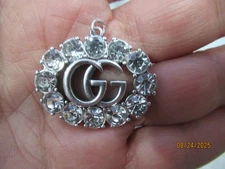 GUCCI   ZIPPER PULL CHARM SILVER tone metal , CRYSTALS 30MM