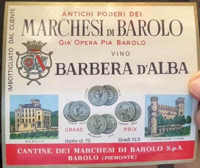 Barbera d'Alba Wine Label of the Marquises of Barolo and Serralunga d'Alba-3231
