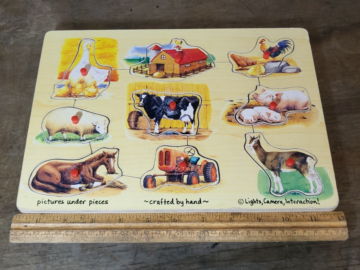 Melissa Doug Wooden Puzzle of Farm Animals Barn Tractor Colorful