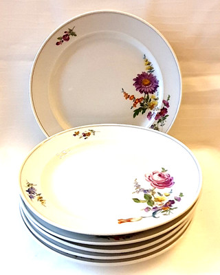 Meissen 6 Teller mit Blumenmalerei ca. 20,5cm  I.Wahl