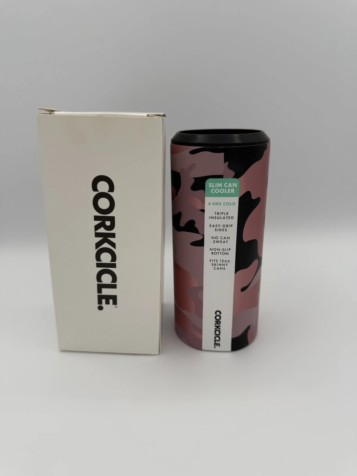NEW CORKCICLE 12 OZ INSULATED STAINLESS STEEL SLIM CAN COOLER ROSE CAMO