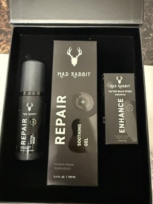 Mad Rabbit Repair Tattoo Aftercare Kit, Soothing Gel Tattoo Wash Balm Stick New