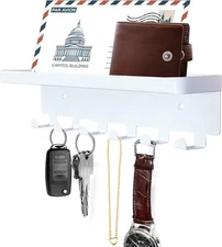 Key Holder for Wall, Key Hooks with Tray and 6 Hooks, Wall Mounted Key Holder...