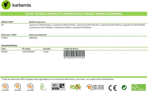 Karkemis Remanufactured Toner HP Cf283 A – Black – 1500 Pages - Afbeelding 5 van 5