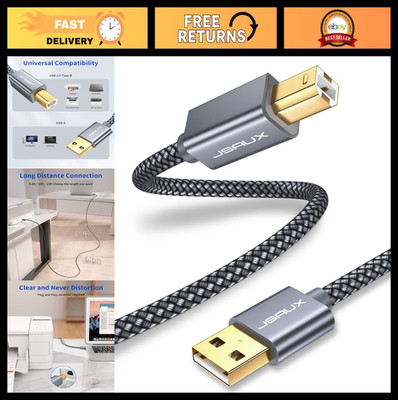 15FT USB 2.0 Printer Cable Type A to B, High-Speed Scanner Cord for HP, Canon, D