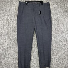 Express Dress Pants Men's Size 38x30 Gray Plaid Slim Stretch Pockets Wool NEW