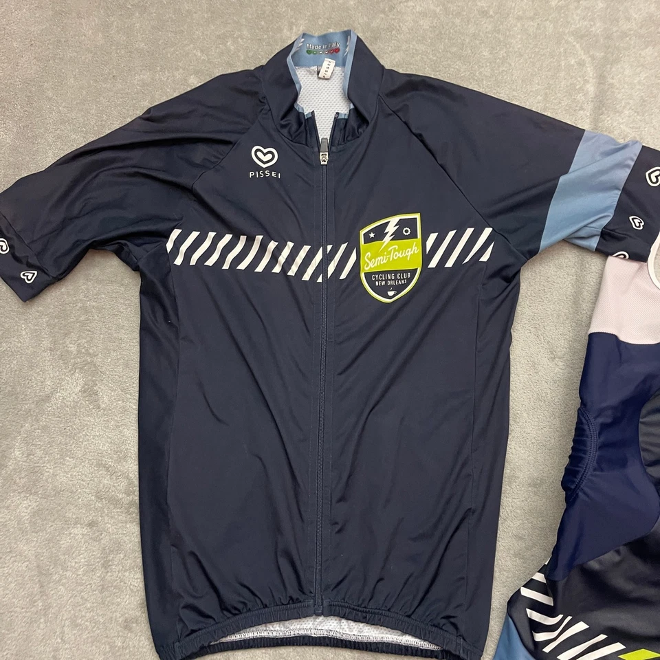 Conjunto de ciclismo Pissei jersey con culotte con tirantes para hombre talla 2 hecho en Italia semi resistente Foto 2 de 4