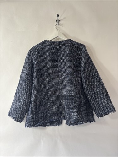 Talbots Womens Tweed Open Front Blue & White Blazer Size 16 New With Tags - Picture 8 of 13