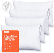 Ultra Soft Pillow Protectors with Zipper Standard Size - Set of 4 Breathable Pil
