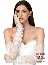 Lace Floral Gloves Bridal Lace Arm Sleeves White Fingerless Gloves  Elbow