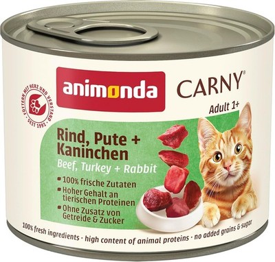 animonda Carny Adult Katzen Nassfutter Rind + Pute + 200 g (6er Pack), Bianco