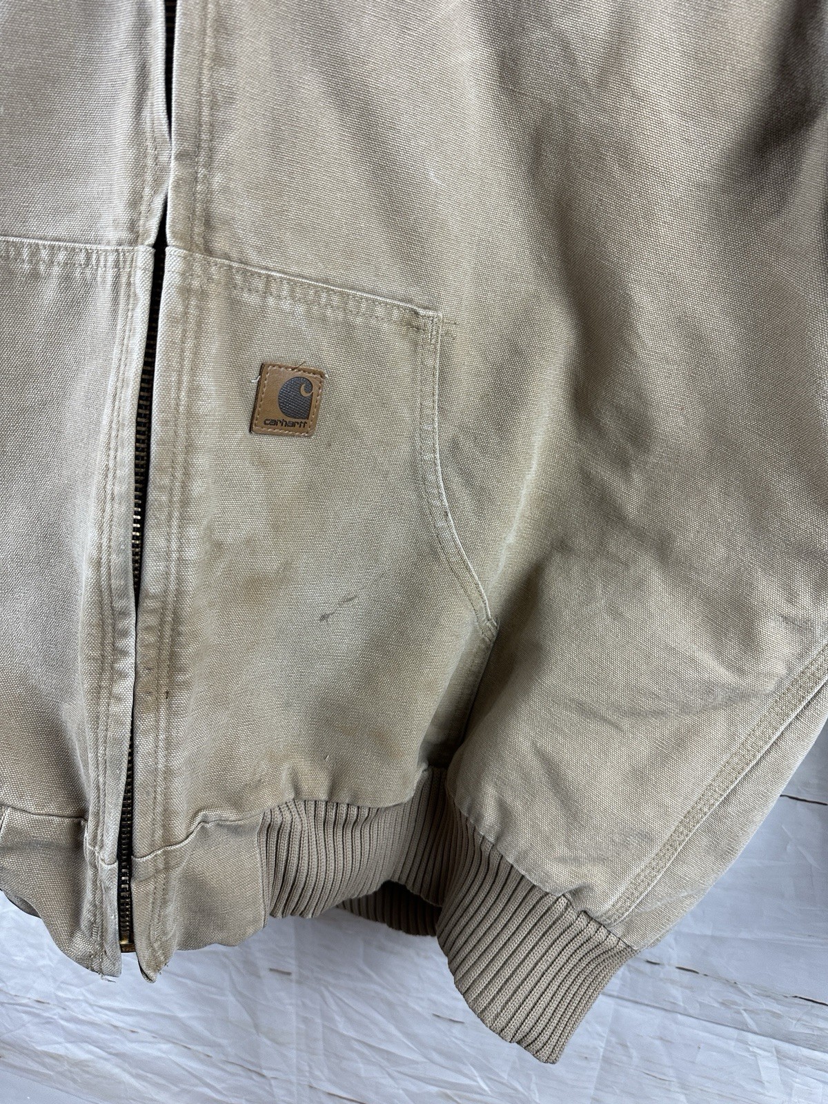 VINTAGE Carhartt Jacket Men XXL Brown Duck Canvas Bomber Hoodie Y2K J130 SDL * thumbnail 2