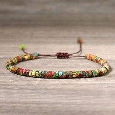 Colorful Imperial Jasper Beads Bracelet Healing Calming Xmas Gift For Women Men