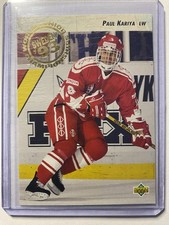 1992-93 Paul Kariya Rookie Card RC Upper Deck #586 Team Canada World Jr's. rookie card picture