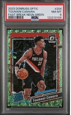 Toumani Camara 2023 Panini Optic Rated Rookie Neon Green Fast Break /5 SSP PSA 8