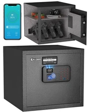 Smart Gun Safe for Multiple Pistols - Automatic Lock Safe Box with LCD Displa...