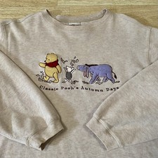 Vintage The Disney Store Sweatshirt Adult L Beige Winnie The Pooh Piglet Eeyore