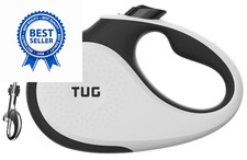 TUG 360 Tangle-Free Retractable Dog Leash 16 ft Strong Nylon Medium, White