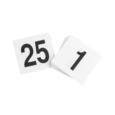 Plastic Table Number Cards 4" x 4"   Double-Sided Number Signs with Bold Black