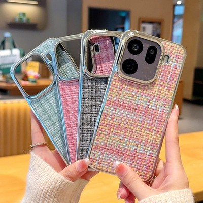 For Oppo Find X9 Pro, Phone Case Electroplated Soft Bumper Woven Pattern Cover