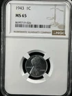 1943 1C  Lincoln Wheat One Cent NGC MS65   8699719-026