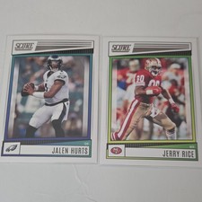 Score NFL Football Trading Card Lot - Jalen Hurts, Jerry Rice, 2 Cards