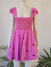 Free People Tory Embroidered Mini Dress in Island Flower Pink Size M RRP £140