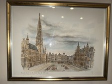 Bernadette Voz Signed Limited Edition Watercolor Print Brussels 21/1000 Bernadette Voz Signed Limited Edition Watercolor Print Brussels 21/1000