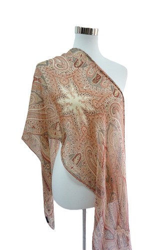 Paisley 100% Silk Scarf 160x40CM Silk Gauze Rare Long Wrap Europe Accessories