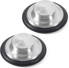 2 PCS Stainless Steel Kitchen Sink Stopper, Large Wide Rim 3.38" Diameter - Garb